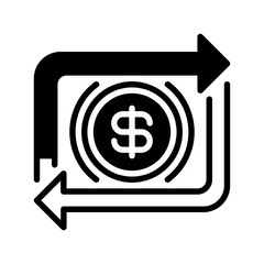 Cash Flow Line Icon, Outline Symbol for Financial Management, Business Transactions, Revenue Tracking, Expense Control, and Accounting Strategy. Vector Sign Icon