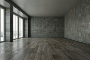 Obraz premium empty room with wooden floor and wall