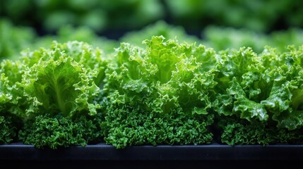 Lush green leafy vegetables grown in a controlled environment