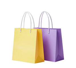 Colorful Paper Shopping Bags – Modern Retail Packaging on Transparent Background