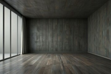 empty room with wooden wall