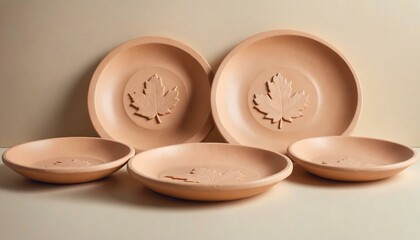 Terracotta Plates with Maple Leaf Designs