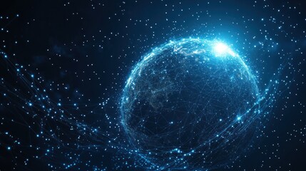 Obraz premium Digital Networked Earth, Space Background, Global Connectivity
