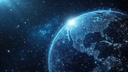 Fototapeta premium Global Network Earth from Space