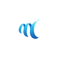 wave m letter logo with splash effect in blue color gradient 3d design style