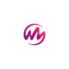 abstract letter m logo in circle emblem shape concept flat vector design