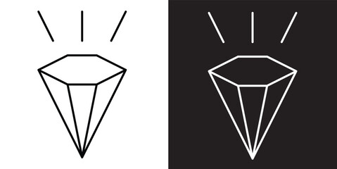 Black and White Minimalist Diamond Icon With Modern Outline Design