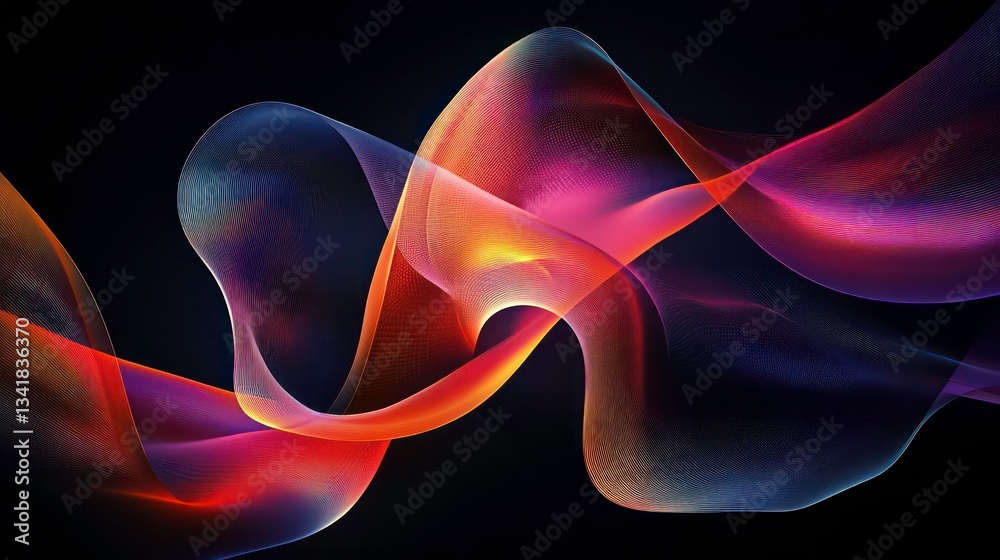 Wall mural abstract digital flow representation with geometric data visuals