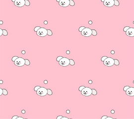 Cute Fluffy Dog Seamless Pattern – Vector Illustration