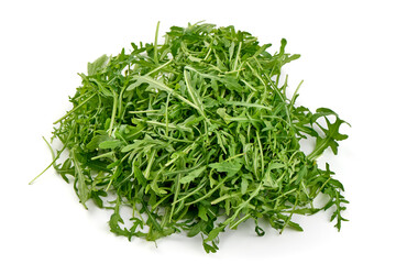 Fresh Arugula Leaves, Isolated on White Background.