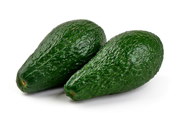 Fresh Ripe Avocados Isolated on White Background.