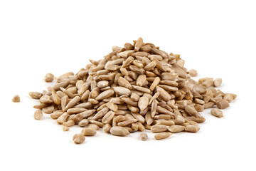Sunflower Seeds Kernels Isolated on White Background.