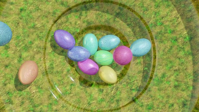 Colorful and Shiny Easter Eggs Falling in 4K 3D Three-Dimensional Animation Stock Video