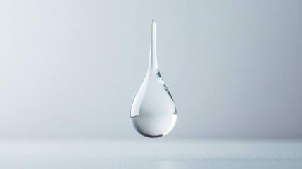 Fototapeta premium Single Glass Teardrop Minimalist 3D Render, Purity Concept, Water Drop, Clean Design Water droplet, 3D rendering