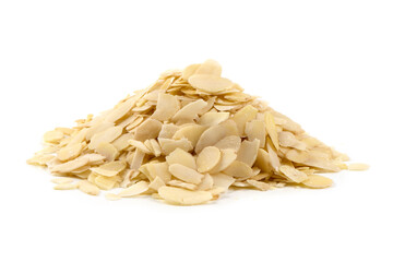 Sliced Almonds Isolated on White Background.