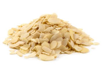 Sliced Almonds Isolated on White Background.