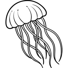 Elegant Jellyfish Outline Illustration