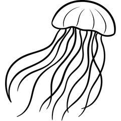 Elegant Jellyfish Outline Illustration