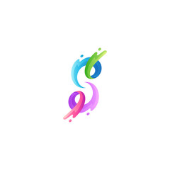 Obraz premium letter s logo with splash in 3d colorful design style