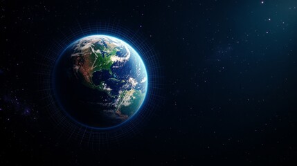 Fototapeta premium Global Network Earth in Space, Digital Grid Composition, Planet Earth, Space Exploration, Digital art Global Network, digital earth, space exploration