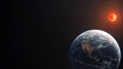Fototapeta premium Earth and Red Giant Space Composition, Night View, Planetary Alignment, Space Exploration Space, Planet