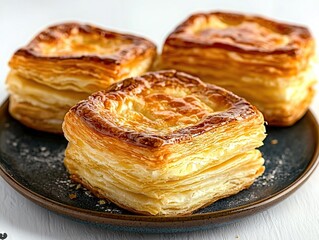 Delicious flaky pastries bakery food photography cozy kitchen close-up culinary delight