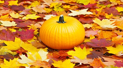 Pumpkin on leaves, fall, bright, celebration harvest