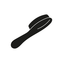 Brush icon, Minimalistic hairbrush for dogs. Hairbrush pictogram isolated on white. Dog accessory icon. Groomers brush illustration. 