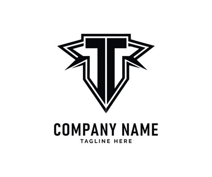 TT Monogram Logo Design. Sharp Monochrome Letter T Logo Design, Geometric, Abstract, Modern, Bold
