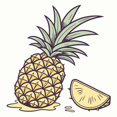 Obraz premium vector illustration of pineapple