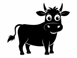 funny cute cow black  silhouette  vector