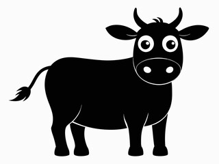 funny cute cow black  silhouette  vector