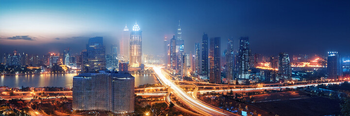 Fototapeta premium Night city landscape wallpaper