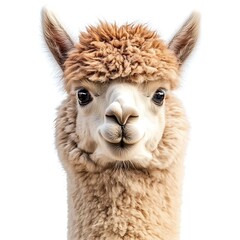 Obraz premium Alpaca Portrait: A captivating close-up portrait of a charming alpaca with soft, fluffy fur, capturing its gentle eyes and endearing expression. 