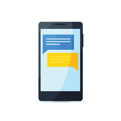 Modern smartphone displaying bilingual messaging interface, communication