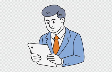 Businessman vector art Illustration Isolated on transparent background and editable stroke