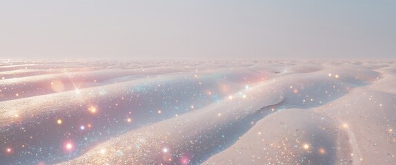 Mesmerizing abstract landscape of drifting sand and iridescent glitter effects