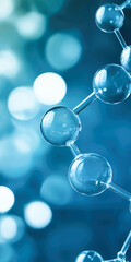 Molecular structure of transparent spheres with bokeh background
