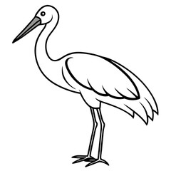 Elegant Stork Outline Illustration