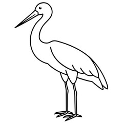 Elegant Stork Outline Illustration