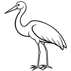 Elegant Stork Outline Illustration