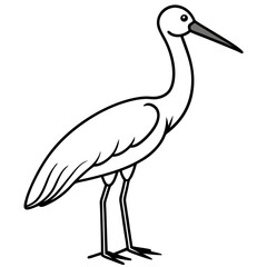 Elegant Stork Outline Illustration