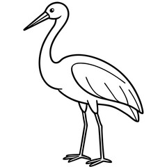 Elegant Stork Outline Illustration