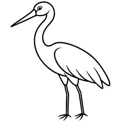 Elegant Stork Outline Illustration
