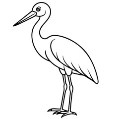 Elegant Stork Outline Illustration