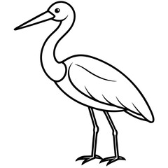 Elegant Stork Outline Illustration