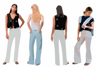 Obraz premium Vector silhouette of ladies, profile view perfect to include in your architecture projects, renders, sketches or plans.