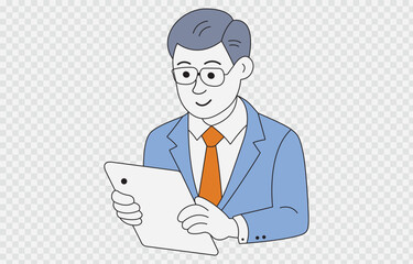 Businessman vector art Illustration Isolated on transparent background and editable stroke