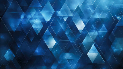 Obraz premium Abstract blue geometric pattern with triangles and hexagons