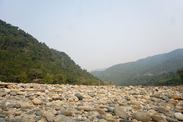 water flowing through rocky landscape